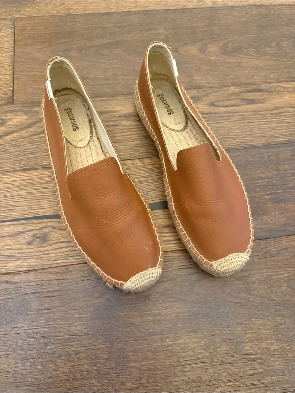 Soludos brown leather smoking espadrilles size 10